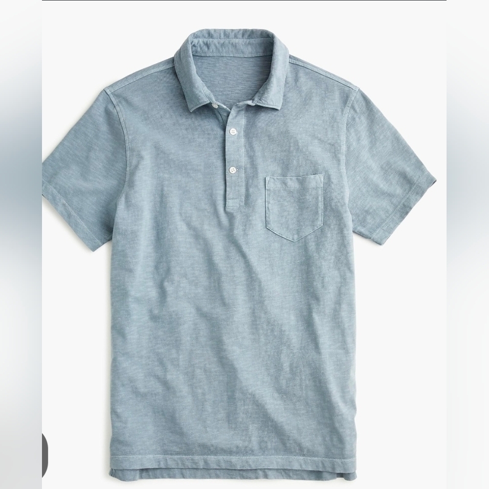 J Crew Light Blue Cotton Collared Polo Tee Shirt Soft